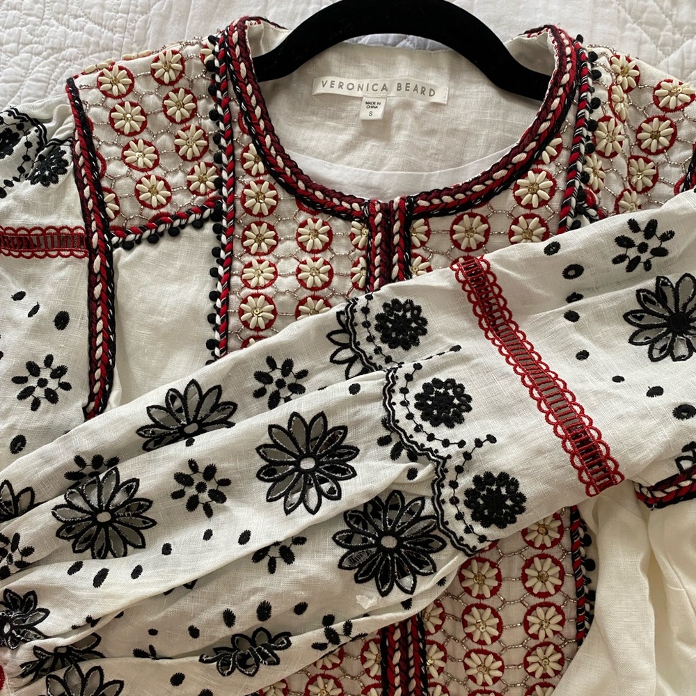 Veronica Beard Beaded And Embellished linen jacket